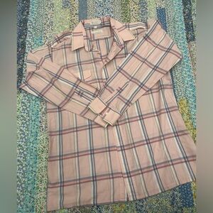 Vintage Christian Dior Pink Plaid Button Up
